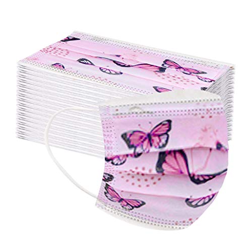 XiaoCheyh Einweg Mundschutz Multifunktionstuch 3 lagig Schmetterlings Motiv Bedruckte Einmal Maske Weiche Staubdicht Atmungsaktive Vlies Nasenschutz Bandana Halstuch