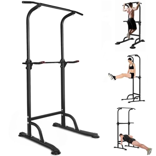 Power Tower Klimmzugstange Dip Station freistehend Klimmzug-Rack Dip-Station für Zuhause höhenverstellbar strapazierfähig multifunktional Krafttraining Fitness Workout-Ausrüstung