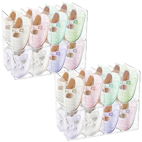 Toaboa 4 Stück Schuhregal Kinder Anti-Deformation Transparentes Schuhregal Für 16 Paar Baby Schuh Organizer Platz Sparen Glatt Schuhablage Kinder Für Kleiderschränke Flure Wohnzimmer Kinderzimmer