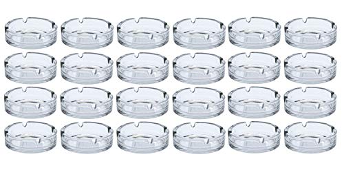 Glas Aschenbecher rund 10 cm - 24 Stück - Tisch Ascher transparent Außen