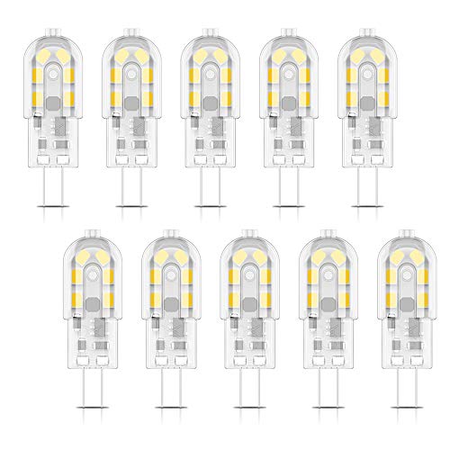 Ziefgn 10X G4 LED Leuchtmittel 2W Lampen Warmweiß 3000K 12 SMD 2835LEDs 200LM Birnen Äquivalent zu 20W AC DC12V