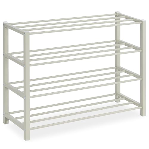 IDIMEX Schuhregal NAVAN Metall Beige robuste Schuhbank mit 4 Ablagen platzsparende Schuhkommode ideal für Schuhregal offen Schuhständer Schuhregale