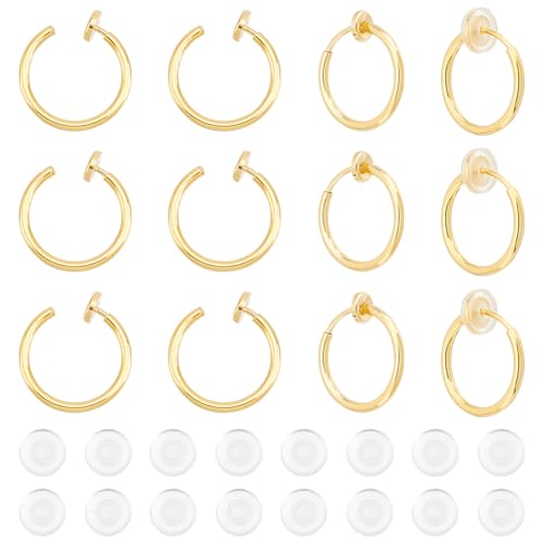 UNICRAFTALE Goldene On aus 304 Edelstahl einziehbar für Damen Metall Ohrclips Silikon Pads für nicht durchbohrte DIY Schmuckherstellung 20 Stück