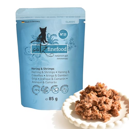 catz finefood N 13 Hering Krabben Feinkost Katzenfutter nass verfeinert mit Kürbis Aloe Vera 1 x 85 g Beutel