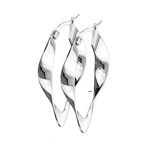 beyoutifulthings 1 Paar Damen Ohringe verdrehte CREOLEN OVALES-DESIGN Ohr-ringe Set Ohr-stecker Chirurgenstahl Silber