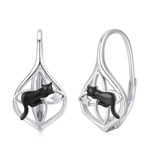 MÃ¤dchen Creolen Ohrringe 925 Sterling Silber Katzen Ohrringe Keltische Klein Ohrringe fÃ¼r Damen Kinder Tiere Katze Schmuck Geschenke