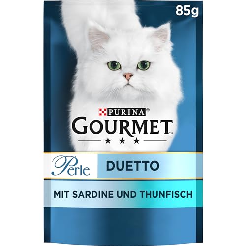 PURINA GOURMET Perle Duetto Katzenfutter nass mit Sardinen und Thunfisch 26er Pack 26 x 85g