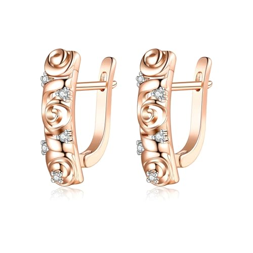 Daesar Creolen 375 Rotgold Damen Ohrringe Filigran mit Diamant Hochzeit Creolen Ohrringe Nickelfrei Echtschmuck