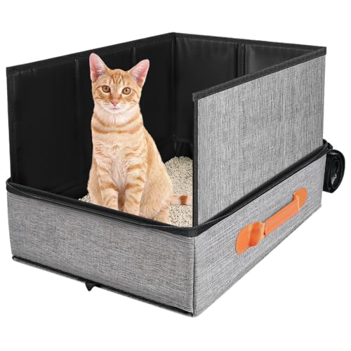 Reise-Katzentoilette Oxford-Tuch 50 cm faltbar mit Deckel Hartbodenwanne und Reißverschluss tragbar wasserdicht Eckfreundliches Design für Auto Hotel Flugzeug Camping Hauseinbruch