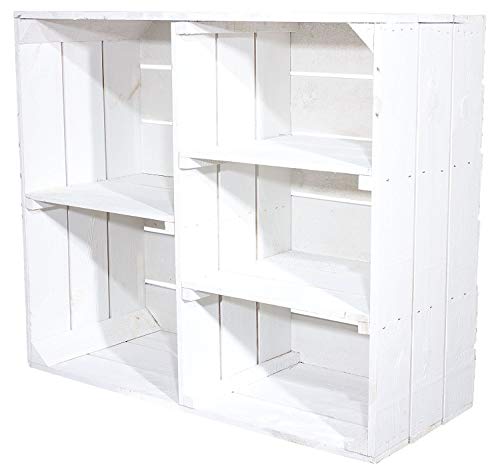 3er Set - Shabby Chic Holzschrank mit 3 Mittelbretter und Trennbrett - Schuhregal XXL in weiß - Schuhschrank Schrank aus Holz Bücherregal Kistenregal Regalkiste Obstkiste Holzkiste 77x68x35cm