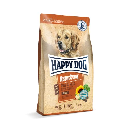 Happy Dog 60517 NaturCroq Rind Reis Trockenfutter mit heimischen Kräutern für ausgewachsene Hunde 15 kg Inhalt