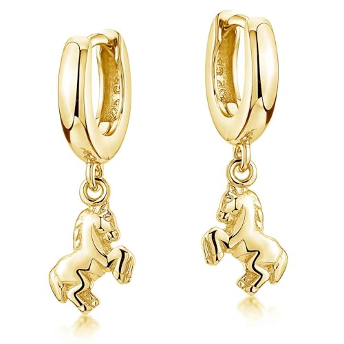 Materia Mädchen Creolen Silber 925 vergoldet - Pferde Ohrringe gold SO-449-G
