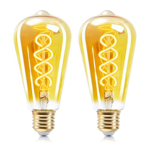 WOOWTT Edison Vintage Glühbirne E27 E27 LED Vintage Glühbirne Warmweiss 2700K Retro Dimmbare Glühbirnen 4W LED Filament Lampe Leuchtmittel für Retro Nostalgie Beleuchtung im Caf Haus Bar - 2 Stück