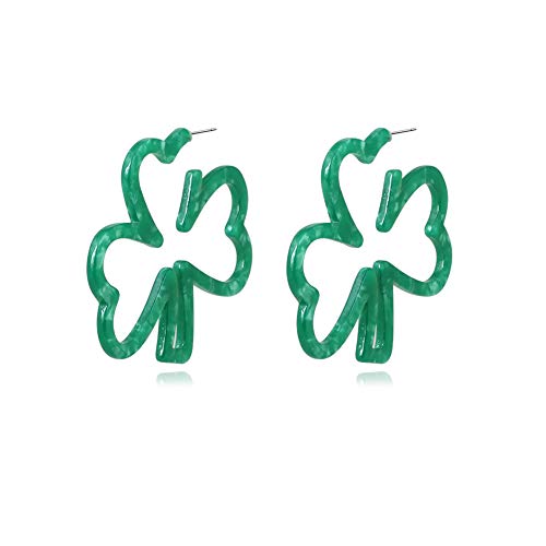 AMAZYJ Grüne Kleeblatt-Creolen Glücksbringer Acrylharz Kleeblatt St. Patrick s Day Creolen Ohrringe für Damen Mädchen Kinder grün