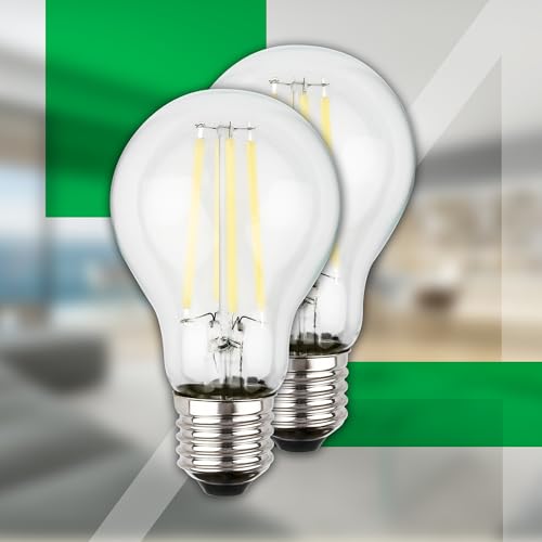 BRILONER - EEK A 2er Set Filament LED Lampe E27 A60 warmweißes Licht 4W 806lm LED Glühbirne Leuchtmittel Birne Glühlampen Bulb 60x106 mm