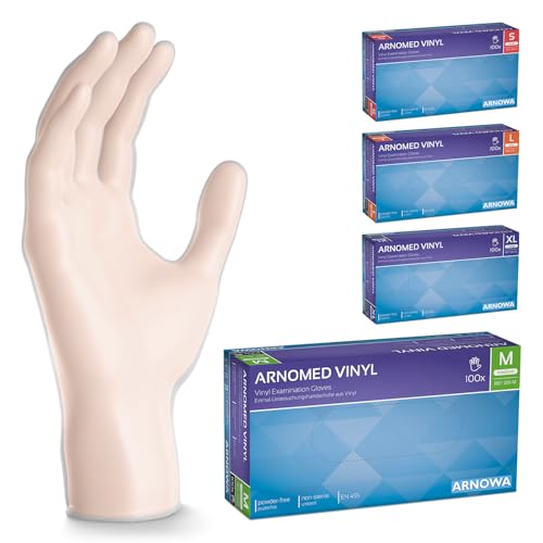 ARNOMED M Vinyl 500 Stk 5x10 Stk Gummihandschuhe latexfrei S M L
