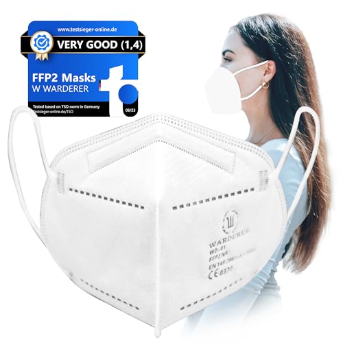 WARDERER 15 FFP2 Masken Weiss Atemschutzmaske 99 5% Filtereffizienz Staubschutzmaske 5-Lagen Filtersystem Mundschutzmaske Atmungsaktiv Hautfreundlich Hygienisch Einzelverpackt