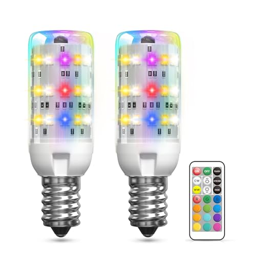BrightWish 2W E14 RGBW LED Glühbirne mit Fernbedienung Dimmbar Farbwechsel Warmweiß 3000K 12 RGB Farben für Wohnzimmer Party Bar Hochzeit 2er Pack