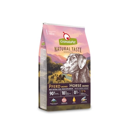 GranataPet Natural Taste Pferd Mono Monoprotein-Trockenfutter für Hunde Hundefutter ohne Getreide ohne Zuckerzusätze Alleinfuttermittel für ausgewachsene Hunde 12 kg