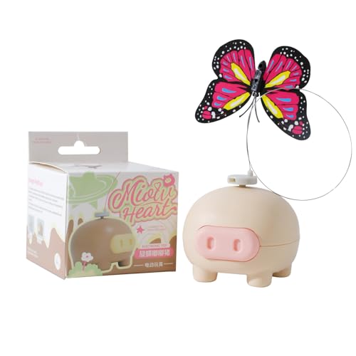 Butterfly Cat Interactive Toys Electronic Cat Toy 2.76x2.56x2.56 Inches Automatic Moving Wand Battery Operated Teaser Games for All Breeds Exercise Playtime and Pet Supplies