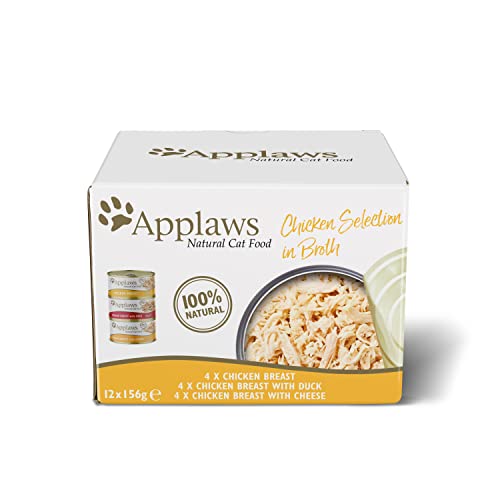Applaws 100% Natural Wet Cat Food Multipack Chicken Selection in Broth Pack of 12 x 156g Tins