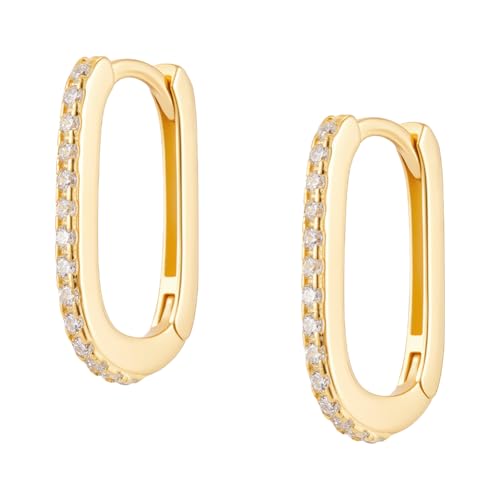 UNICRAFTALE 1 Paar 18 Karat Vergoldete Huggie 14mm Lange Creolens Sterlingsilber Ovale Endlos Kleines Piercing Ohrring Set Zur Schmuckherstellung