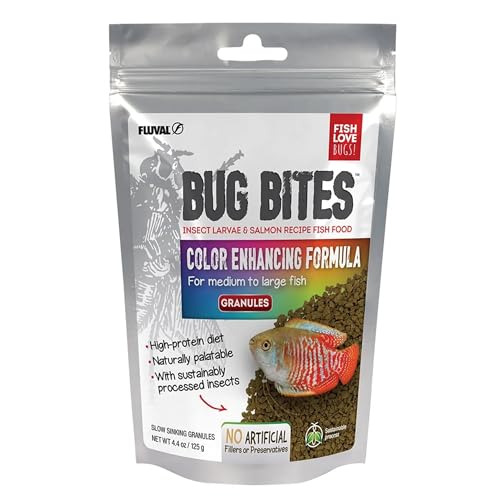 Fluval Bug Bites Fischfutter mit Insektenlarven farbverstärkendes Futter langsam sinkendes Granulat 1 4-2mm 125g