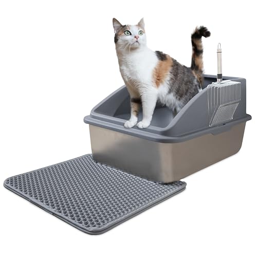 LINUMA Edelstahl Katzenklo Katzentoilette Katzenklo mit Deckel Katzenklo groß Katzentoilette Edelstahl Katzentoilette XXL Katzenklo Katzenklo XXL Katzenklo groß Katzen Klo Cat Litter Box