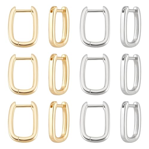 UNICRAFTALE 10 Paris 2 Farben 18 Karat Vergoldete Huggie Creolen 15.5mm Lang Oval Endlose Creolen Kleines Sleeper Piercing Ohrring Set Für Frauen DIY Schmuckherstellung