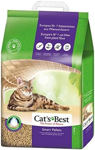  s Best Smart Pellets 100 % pflanzliche innovative Klumpstreu für Katzen aus antihaftenden Aktiv Holzfasern stoppt das Heraustragen 10kg 20 l