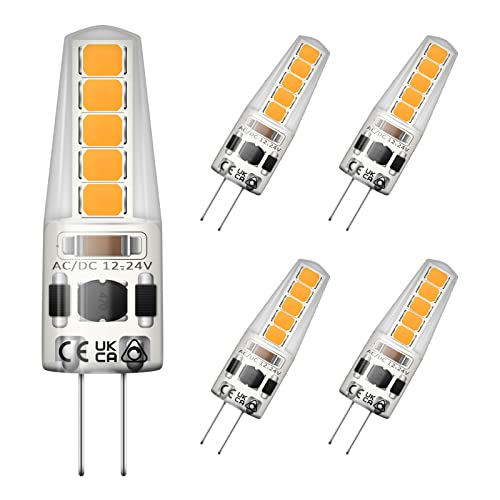 Belns Melns G4 LED Lampen Dimmbar 12V LED Leuchtmittel Stiftsockel G4 SMD 2W ersetzt 20W Halogen 200lm 2700K warmweiß 5 Stück.