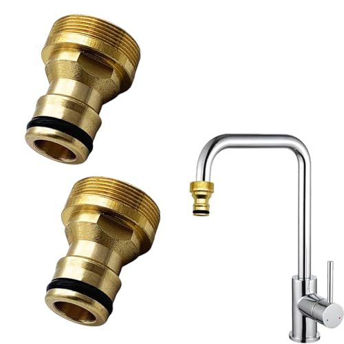 2 Stück Universal-Wasserhahnanschluss für Mischbatterie Schlauchadapter Wasserhahn Adapter Gartenschlauch Wasserhahn Adapters Schnellkupplung für 1 2 und 3 4 Schlauchanschluss