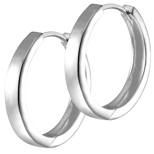 Vinani Damen Ohrringe 925 Silber - Klapp-Creolen Ohrring Set für Frauen aus 925 Sterling Silber rund schmal glänzend CGG