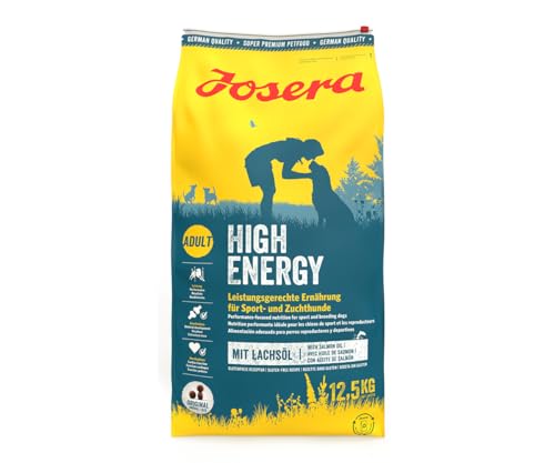 JOSERA High Energy 1 x 12 5 kg Hundefutter mit hohem Energiegehalt für Sporthunde Mit wertvollem Lachsprotein Super Premium Trockenfutter für ausgewachsene Hunde 1er Pack