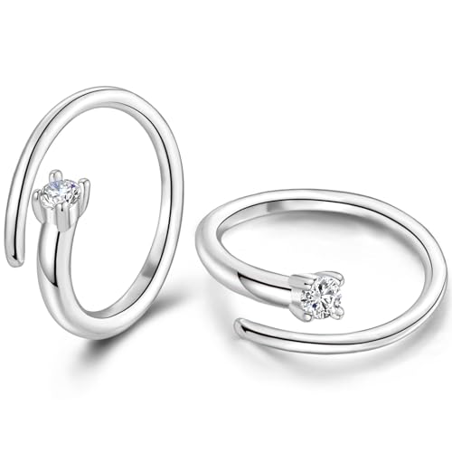 WOVEE Kleine Ohrringe Stecker Mini Ohrstecker Zirkonia Offene Halb Creolen Huggie Silber Damen Schmuck Geschenke