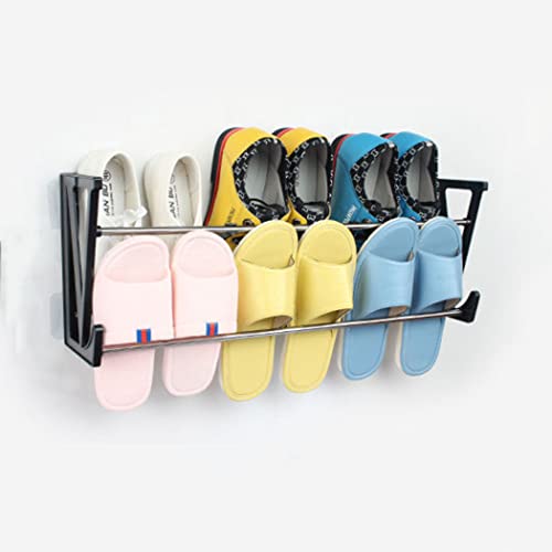 ZLZNX Tür Schuhregal Wandaufhänger Organizer Selbstklebender Schuh-Organizer Edelstahl Kunststoff mit Haken für Schrank B