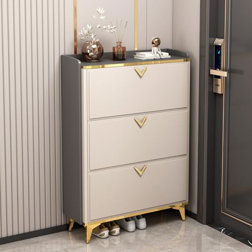 Ultradünnes Schuhregal mit 3 Klapptüren staubdichte Abdeckung hält 19 30 Paar ideal für Schlafzimmer Schlafsaal Eingangsbereich platzsparender Schuhschrank 70 x 17 x 120 cm