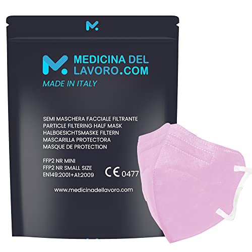 20 FFP2 KN95 Maske Bunt Pinke CE Zertifiziert Kleine Größe Small Medizinische Mask mit 4 Lagige Masken ohne Ventil Partikelschutzmaske mit Hoher BFE-Filtereffizienz 94 20 Stück Made in Italy