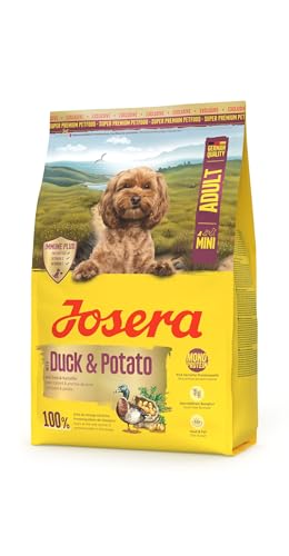 JOSERA Mini Adult Ente Kartoffel 1 x 3 kg Premium Trockenfutter für ausgewachsene Hunde kleiner Rassen getreidefrei Kleine Kroketten mit IMMUNE PLUS für ein intaktes Immunsystem 1er Pack