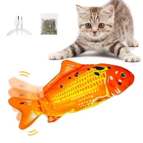 jiuhao Floppy Fish Katzenspielzeug elektrisches Fisch-Katzenminze-Spielzeug Plüsch-Simulations-Fisch Katzenspielzeug für Innenkatzen Haustiere Flopping bewegliche Katze Hund Fischspielzeug