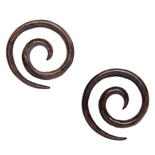 81stgeneration Spiral-dehn-creolen aus Holz 3 Mm 10 Gauge Einfache Handgefertigte Ohrstecker mit Wirbelmuster Tribal Ohrdehner für Männer Holz-durchziehreifen für Damen