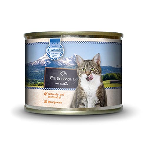 Sandras Schmankerl Nassfutter für Katzen Entenragout 6 x 200g. getreidefrei zuckerfrei Monoprotein