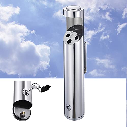 FFTDCYHT Wandaschenbecher aus Edelstahl für den Außenbereich für Restaurants Büros und Hotels mit Schloss Standaschenbecher Wandaschenbecher für den Außenbereich Raucherstange