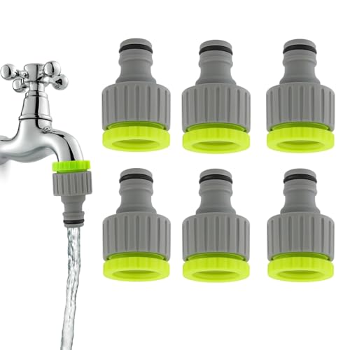Tuwonwa 6 PCS Wasserhahn Adapter Gartenschlauch 2-in-1 Adapter Für Wasserschlauch 1 2 Zoll 3 4 Zoll Schlauchadapter Wasserhahn Für Garten Anschluss Wasserschlauch an Außenhahn Schnell Dicht