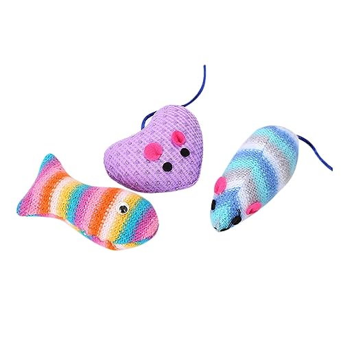 Yardwe 3 Teiliges Katzenspielzeug Süßes Plüschspielzeug Für Katzen Und Kätzchen Interaktives Katzen Pelziges Katzen Backenzahnspielzeug Haustier Indoor Fisch Quietschender