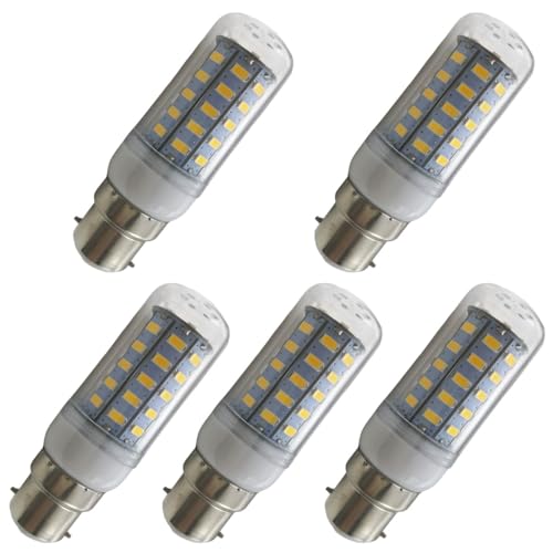 Aoxdi 5 Stück B22d LED Leuchtmittel 7 Watt Warmweiß 48 SMD 5730 LED Strahler Lampe B22 Sockel Energiesparlampe 7W AC220-240V