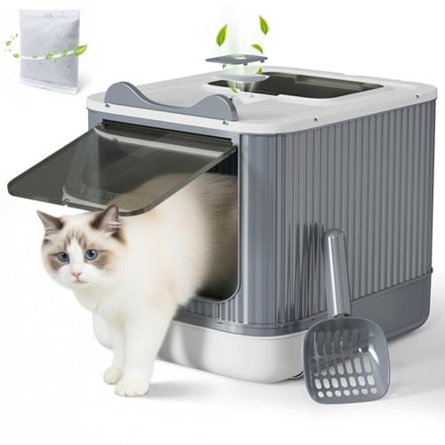 Eukue Geschlossene Ausziehbares Tablett Design Vordereingang Oberem Ausgang Bambuskohle Pack für bis 15kg Grau