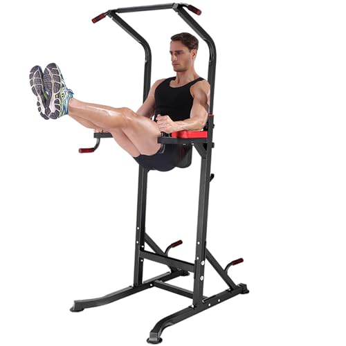 ZXNANA Klimmzug- und Dip-Station höhenverstellbarer Multifunktions-Fitnessturm für Krafttraining Fitness-Trainingsgeräte zu Hause Black