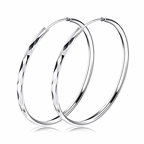 Josfeva 40mm Groß Hoop Ring Huggie Groß Rund Hängend Klapp Geschliffen Ohrhänger Ohrhänger Ohrschmuck