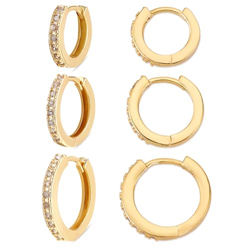PH PandaHall 18K Vergoldete Creolen Kleines Gold Creolen Set In 3 Größe Piercing Ohrringe Kleine Goldene Ohrringe Creolen Für Damen Und Herren 11mm 13mm 15mm 3 Paar